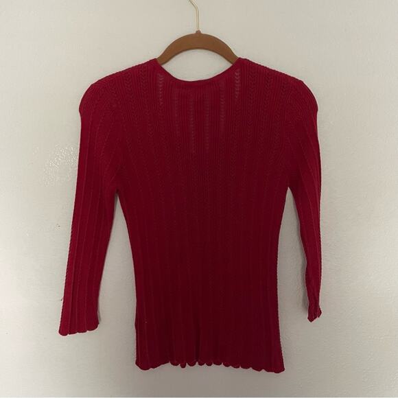 Banana Republic V Neck Wine Red Sweater Delicate Knit - Picture 3 of 6